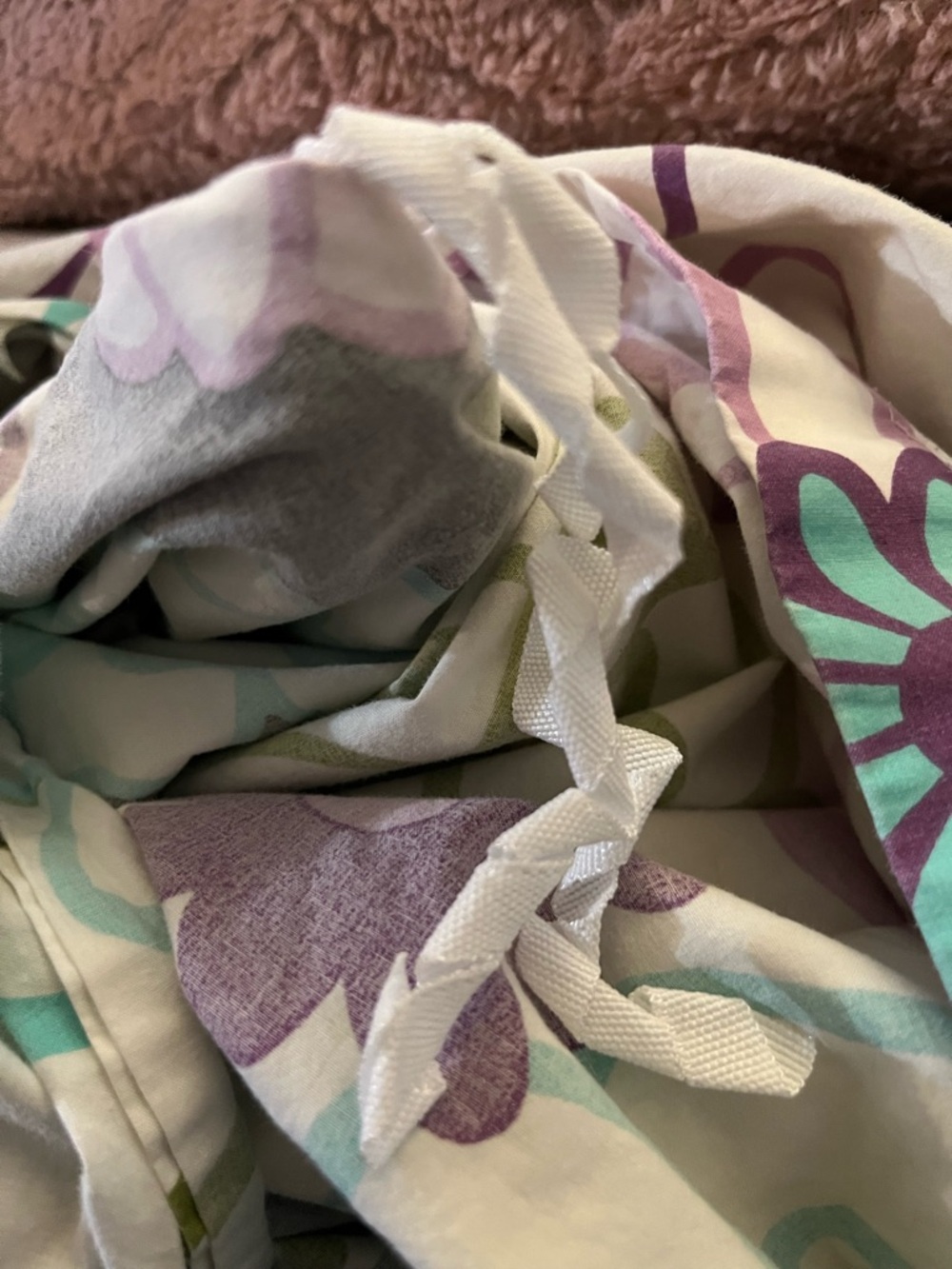 Pottery Barn Teen~Floral Print Gray, Purple & Teal~ Queen Duvet & Pillowcases - Picture 6 of 16
